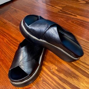 Platform Criss Cross Slides slip on Arch Support Sandals